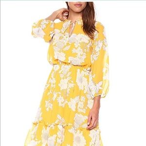 Long sleeve yellow floral dress